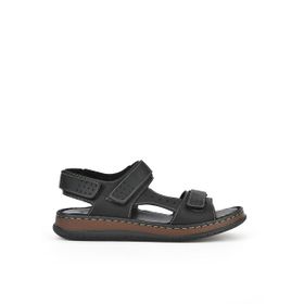 Ziya 1511045ZS6 Siyah Erkek Hakiki Deri Sandalet