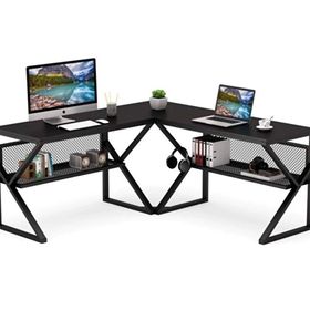 Zizuva 165+165x55x75 cm Siyah L Çalışma Masası
