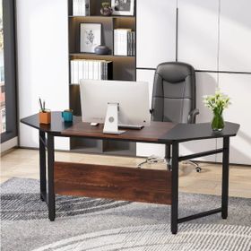 Zizuva 169x75x55 cm Ceviz Siyah Çalışma Masası