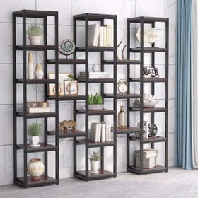 Zizuva 179.5x180x30 cm 24 Raflı Ceviz Aksesuar Düzenleyici ve Kitaplık