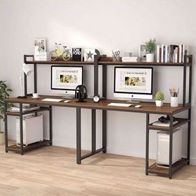 Zizuva 240x135x60 cm İki Kişilik Ceviz Çalışma Masası