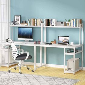 Zizuva 240x60x135 cm İki Kişilik Beyaz Ev ve Ofis Çalışma Masası