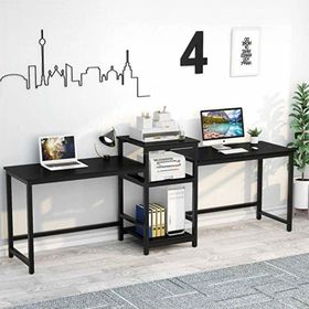 Zizuva 250x75x60 cm İki Bölmeli Siyah Çalışma Masası