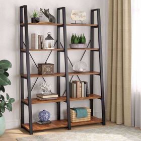 Zizuva Tasarım 120x40 cm 5 Raflı Ceviz Ev Ofis Düzenleyici ve Kitaplık
