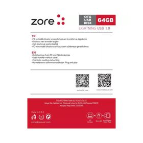 Zore 3.0 Lightning Metal OTG 64 GB Gümüş Flash Bellek