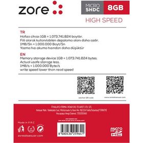 Zore 8 GB Micro SD Hafıza Kartı