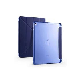 Zore Apple iPad 10.2 2021 9. Nesil Uyumlu Lacivert Tri Folding Kalem Bölmeli Standlı Kılıf