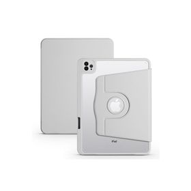 Zore Apple iPad 10.2 2021 9. Nesil Uyumlu Termik Kalem Bölmeli Dönebilen Standlı Gri Kılıf