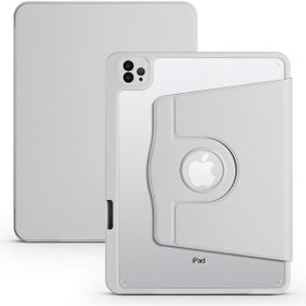 Zore Apple iPad 10.2 2021 9. Nesil Uyumlu Termik Kalem Bölmeli Dönebilen Standlı Gri Kılıf
