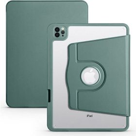 Zore Apple iPad 10.2 2021 9. Nesil Uyumlu Termik Kalem Bölmeli Dönebilen Standlı Koyu Yeşil Kılıf