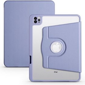 Zore Apple iPad 10.2 2021 9. Nesil Uyumlu Termik Kalem Bölmeli Dönebilen Standlı Lavendery Gray Kılıf