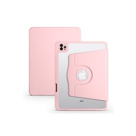Zore Apple iPad 10.2 2021 9. Nesil Uyumlu Termik Kalem Bölmeli Dönebilen Standlı Pembe Kılıf