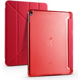 Zore Apple iPad 10.2 8. Nesil Tri Folding Kalem Bölmeli Standlı - Kırmızı Kılıf