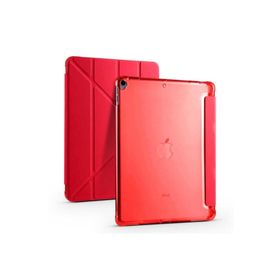 Zore Apple iPad 10.2 8. Nesil Uyumlu Kırmızı Tri Folding Kalem Bölmeli Standlı Kılıf