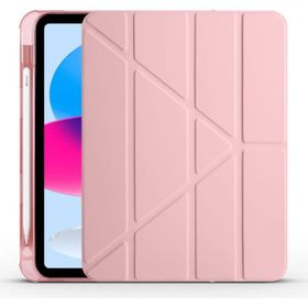 Zore Apple iPad 10.9 2022 10. Nesil Tri Folding Kalem Bölmeli Standlı - Rose Gold Kılıf