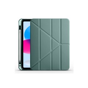Zore Apple iPad 10.9 2022 10. Nesil Uyumlu Koyu Yeşil Tri Folding Kalem Bölmeli Standlı Kılıf