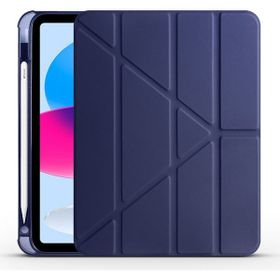 Zore Apple iPad 10.9 2022 10. Nesil Uyumlu Lacivert Tri Folding Kalem Bölmeli Standlı Kılıf