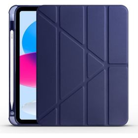 Zore Apple iPad 10.9 2022 10. Nesil Uyumlu Lacivert Tri Folding Kalem Bölmeli Standlı Kılıf