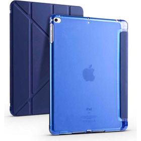 Zore Apple iPad 9.7 2017 5. Nesil Uyumlu Lacivert Tri Folding Kalem Bölmeli Standlı Kılıf