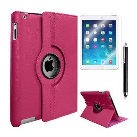 Zore Apple iPad Mini 2 3 Dönebilen Standlı Koyu Pembe Kılıf