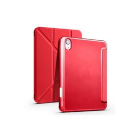Zore Apple iPad Mini 2021 6. Nesil Uyumlu Kırmızı Tri Folding Kalem Bölmeli Standlı Kılıf