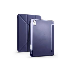 Zore Apple iPad Mini 2021 6. Nesil Uyumlu Lacivert Tri Folding Kalem Bölmeli Standlı Kılıf