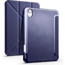 Zore Apple iPad Mini 2021 6. Nesil Uyumlu Lacivert Tri Folding Kalem Bölmeli Standlı Kılıf
