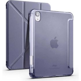 Zore Apple iPad Mini 2021 6. Nesil Uyumlu Mor Tri Folding Kalem Bölmeli Standlı Kılıf