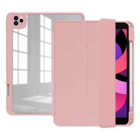 Zore Apple iPad Pro 11 2022 M2 Nort Arkası Şeffaf Standlı - Pembe Kılıf