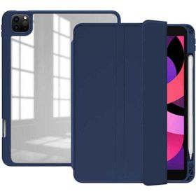 Zore Apple iPad Pro 12.9 2020 4.Nesil Nort Arkası Şeffaf Standlı Lacivert Tablet Kılıf