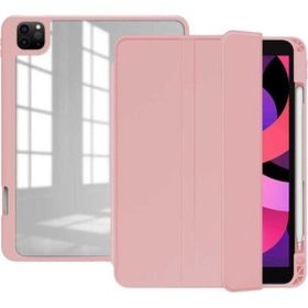 Zore Apple iPad Pro 12.9 2020 4.Nesil Nort Arkası Şeffaf Standlı Pembe Tablet Kılıf