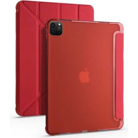 Zore Apple iPad Pro 12.9 2020 4. Nesil Standlı Kalem Bölmeli Tri Folding Kırmızı Kılıf