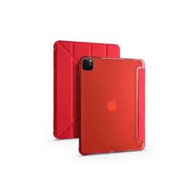 Zore Apple iPad Pro 12.9 2020 4. Nesil Standlı Kalem Bölmeli Tri Folding Kırmızı Kılıf