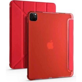 Zore Apple iPad Pro 12.9 2020 4. Nesil Standlı Kalem Bölmeli Tri Folding Kırmızı Kılıf