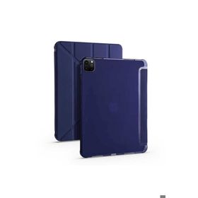 Zore Apple iPad Pro 12.9 2020 4. Nesil Standlı Kalem Bölmeli Tri Folding Lacivert Kılıf