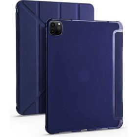 Zore Apple iPad Pro 12.9 2020 4. Nesil Standlı Kalem Bölmeli Tri Folding Lacivert Kılıf