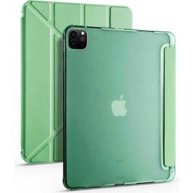 Zore Apple iPad Pro 12.9 2020 4. Nesil Tri Folding Kalem Bölmeli Standlı - Açık Yeşil Kılıf