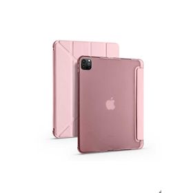 Zore Apple iPad Pro 12.9 2020 4. Nesil Tri Folding Kalem Bölmeli Standlı - Rose Gold Kılıf