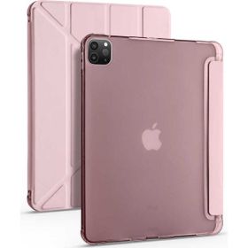 Zore Apple iPad Pro 12.9 2020 Tri Folding Smart Kalem Standlı Rose Gold Kılıf