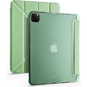 Zore Apple iPad Pro 12.9 2021 5. Nesil Tri Folding Kalem Bölmeli Standlı - Açık Yeşil Kılıf