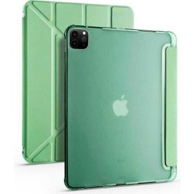 Zore Apple iPad Pro 12.9 2021 5. Nesil Tri Folding Kalem Bölmeli Standlı - Açık Yeşil Kılıf