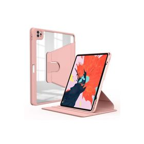 Zore Apple iPad Pro 12.9 2021 5. Nesil Uyumlu Pembe Nayn Dönebilen Standlı Kılıf
