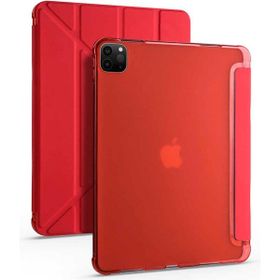 Zore Apple iPad Pro 12.9 2022 M2 Tri Folding Kalem Bölmeli Standlı - Kırmızı Kılıf