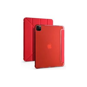 Zore Apple iPad Pro 12.9 2022 M2 Tri Folding Kalem Bölmeli Standlı - Kırmızı Kılıf