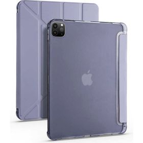 Zore Apple iPad Pro 12.9 2022 M2 Tri Folding Kalem Bölmeli Standlı - Mor Kılıf