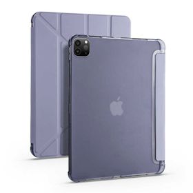 Zore Apple iPad Pro 12.9 2022 M2 Tri Folding Kalem Bölmeli Standlı - Mor Kılıf