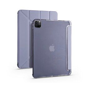 Zore Apple iPad Pro 12.9 2022 M2 Tri Folding Kalem Bölmeli Standlı - Mor Kılıf