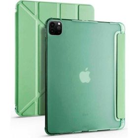 Zore Apple iPad Pro 12.9 2022 M2 Uyumlu Açık Yeşil Tri Folding Kalem Bölmeli Standlı Kılıf