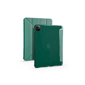 Zore Apple iPad Pro 12.9 2022 M2 Uyumlu Koyu Yeşil Tri Folding Kalem Bölmeli Standlı Kılıf