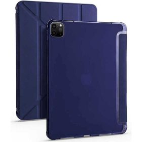Zore Apple iPad Pro 12.9 2022 M2 Uyumlu Lacivert Tri Folding Kalem Bölmeli Standlı Kılıf